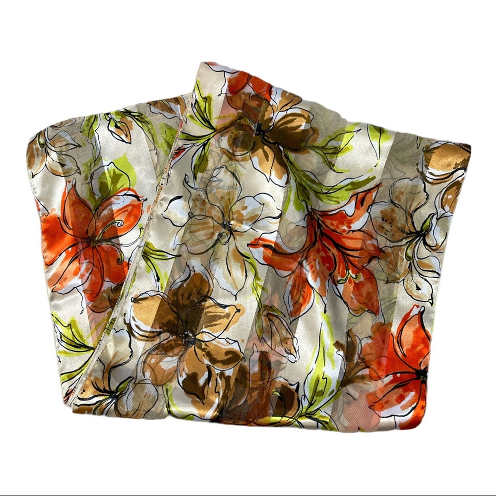 Silk‎ Feel Fall Floral Scarf Polyester